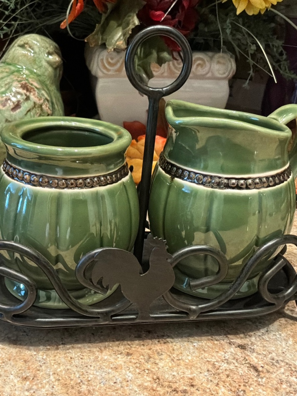 Cracker Barrel Rooster sugar & creamer set